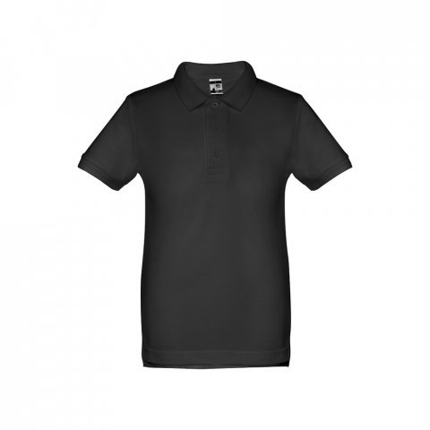 THC ADAM KIDS. Polo &agrave; manches courtes en coton pour enfants (unisexe) - Noir