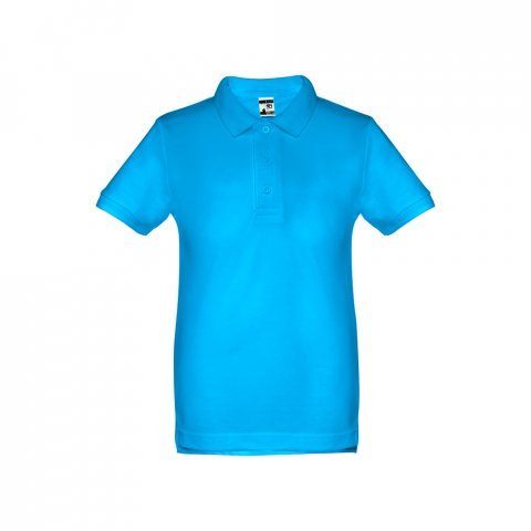 THC ADAM KIDS. Polo &agrave; manches courtes en coton pour enfants (unisexe) - Bleu d&rsquo;eau