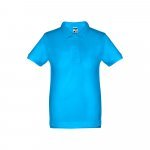 THC ADAM KIDS. Polo &agrave; manches courtes en coton pour enfants (unisexe) - Bleu d&rsquo;eau