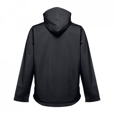 THC ZAGREB. Miesten softshell-takki irrotettavalla hupulla ja py&ouml;ristetyll&auml; helmalla - Musta