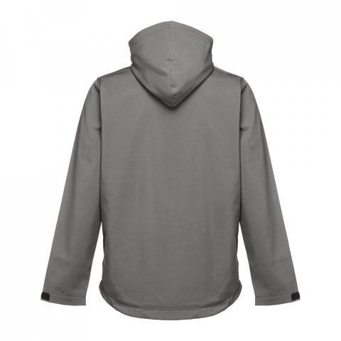 THC ZAGREB. Miesten softshell-takki irrotettavalla hupulla ja py&ouml;ristetyll&auml; helmalla - Harmaa