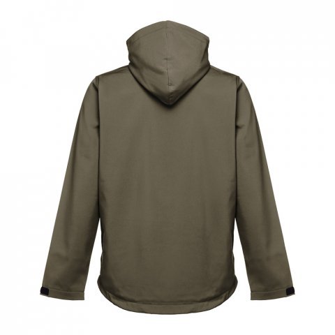 THC ZAGREB. Miesten softshell-takki irrotettavalla hupulla ja py&ouml;ristetyll&auml; helmalla - Army-vihre&auml;