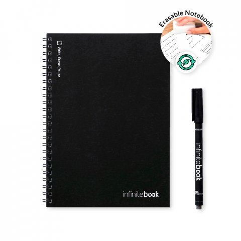 INFINITEBOOK PLAIN A5. A5 Infinitebook with flexible cover and 15 plain whiteboard pages - Black
