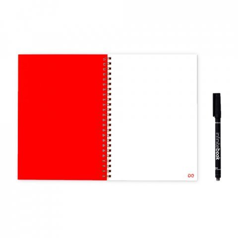 INFINITEBOOK PLAIN A5. A5 Infinitebook with flexible cover and 15 plain whiteboard pages - Red