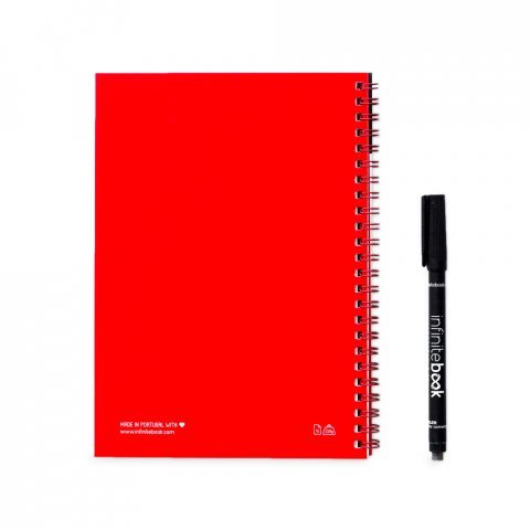 INFINITEBOOK PLAIN A5. A5 Infinitebook with flexible cover and 15 plain whiteboard pages - Red