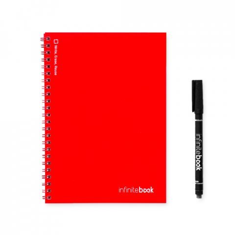 INFINITEBOOK PLAIN A5. A5 Infinitebook with flexible cover and 15 plain whiteboard pages - Red