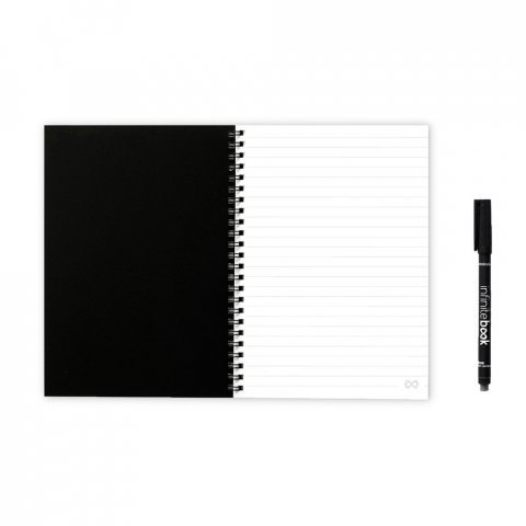 INFINITEBOOK LINED A5. A5 Infinitebook with flexible cover and 15 lined whiteboard pages - Black