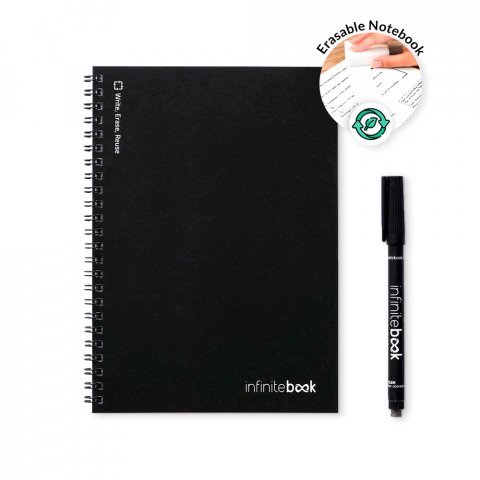 INFINITEBOOK LINED A5. A5 Infinitebook with flexible cover and 15 lined whiteboard pages - Black