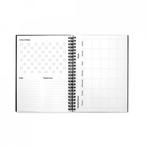 STARTER KIT INFINITE PLANNER A5. Le set comprend un "infinite Diary", un kit de nettoyage, un marqueur et un porte-marqueur - Noir
