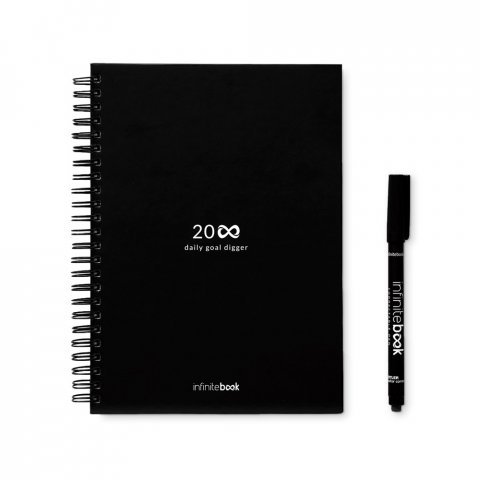 STARTER KIT INFINITE PLANNER A5. Le set comprend un "infinite Diary", un kit de nettoyage, un marqueur et un porte-marqueur - Noir