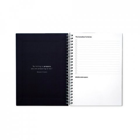 STARTER KIT INFINITE PLANNER A5. Le set comprend un "infinite Diary", un kit de nettoyage, un marqueur et un porte-marqueur - Bleu marine