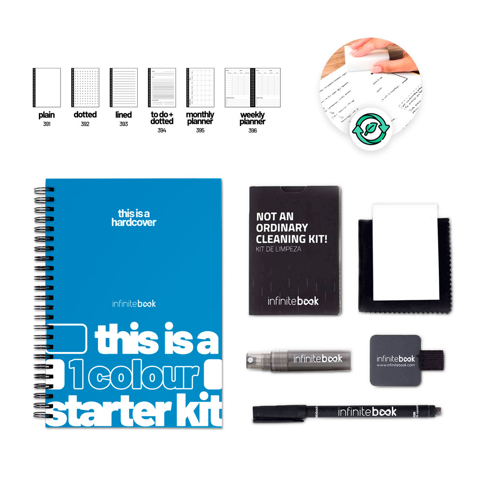 Kit inicial A5 «Infinitebook» com capa dura, inclui personalização a uma cor na capa e contracapa — Personalizado