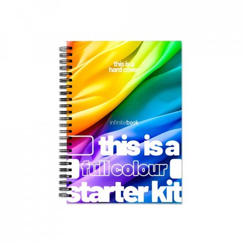 HARDCOVER A5 STARTER KIT - FULL COLOUR. Starter Kit A5 "Infinitebook" with hard cover, includes &lsquo;Full Colour&rsquo; customisation on the front and back covers - Black