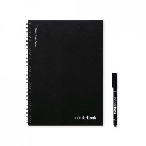 FLEXIBLE A4 INFINITEBOOK - 1 COLOUR. A4 "Infinitebook" notepad with flexible cover, includes customisation in one colour on the cover and back - Black