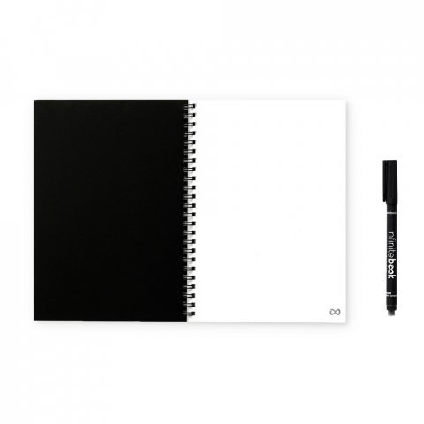 HARDCOVER A5 INFINITEBOOK - 1 COLOUR. A5 "Infinitebook" notepad with Hardcover, includes customisation in one colour on the cover and back - Black