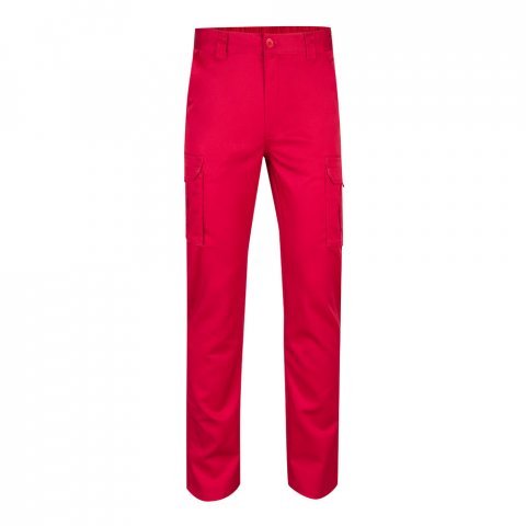 VL LUGH. Strečov&eacute; nohavice s viacer&yacute;mi vreckami (240 g/m&sup2;) z bavlny (46 %), EME (38 %) a polyesteru (16 %) - Červen&aacute;