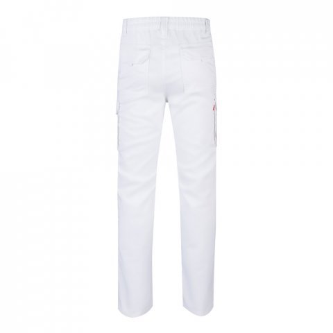 VL LUGH. Strečov&eacute; nohavice s viacer&yacute;mi vreckami (240 g/m&sup2;) z bavlny (46 %), EME (38 %) a polyesteru (16 %) - Biela