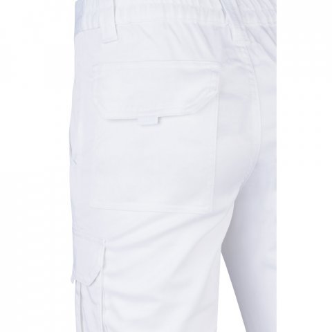 VL LUGH. Strečov&eacute; nohavice s viacer&yacute;mi vreckami (240 g/m&sup2;) z bavlny (46 %), EME (38 %) a polyesteru (16 %) - Biela