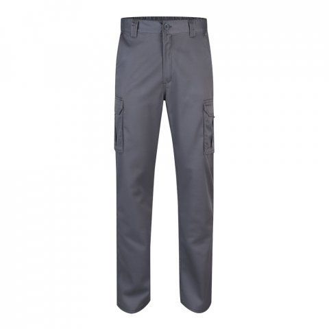 VL LUGH. Strečov&eacute; nohavice s viacer&yacute;mi vreckami (240 g/m&sup2;) z bavlny (46 %), EME (38 %) a polyesteru (16 %) - Siv&aacute;