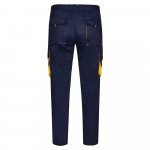 VL HYPNOS. Dvojfarebn&eacute; keprov&eacute; nohavice s viacer&yacute;mi vreckami (200 g/m&sup2;), z bavlny (35 %) a polyesteru (65 %) - Modr&aacute;/Žlt&aacute;