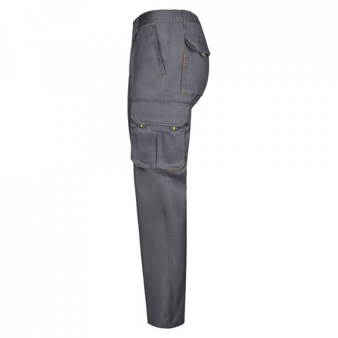 VL HYPNOS. Dvojfarebn&eacute; keprov&eacute; nohavice s viacer&yacute;mi vreckami (200 g/m&sup2;), z bavlny (35 %) a polyesteru (65 %) - Siv&aacute;/Žlt&aacute;