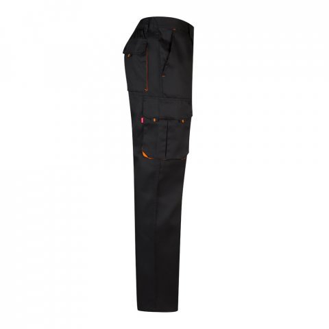 VL HYPNOS. Dvojfarebn&eacute; keprov&eacute; nohavice s viacer&yacute;mi vreckami (200 g/m&sup2;), z bavlny (35 %) a polyesteru (65 %) - Čierna/Oranžov&aacute;