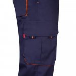 VL HYPNOS. Dvojfarebn&eacute; keprov&eacute; nohavice s viacer&yacute;mi vreckami (200 g/m&sup2;), z bavlny (35 %) a polyesteru (65 %) - Modr&aacute;/Oranžov&aacute;