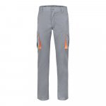 VL HYPNOS. Dvojfarebn&eacute; keprov&eacute; nohavice s viacer&yacute;mi vreckami (200 g/m&sup2;), z bavlny (35 %) a polyesteru (65 %) - Siv&aacute;/Oranžov&aacute;