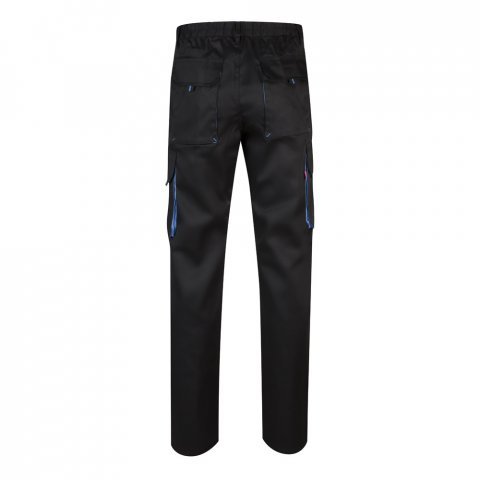 VL HYPNOS. Dvojfarebn&eacute; keprov&eacute; nohavice s viacer&yacute;mi vreckami (200 g/m&sup2;), z bavlny (35 %) a polyesteru (65 %) - Čierna/Svetlomodr&aacute;