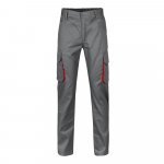 VL HYPNOS. Dvojfarebn&eacute; keprov&eacute; nohavice s viacer&yacute;mi vreckami (200 g/m&sup2;), z bavlny (35 %) a polyesteru (65 %) - Siv&aacute;/Červen&aacute;