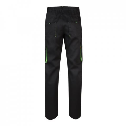 VL HYPNOS. Dvojfarebn&eacute; keprov&eacute; nohavice s viacer&yacute;mi vreckami (200 g/m&sup2;), z bavlny (35 %) a polyesteru (65 %) - Čierna/Zelen&aacute;