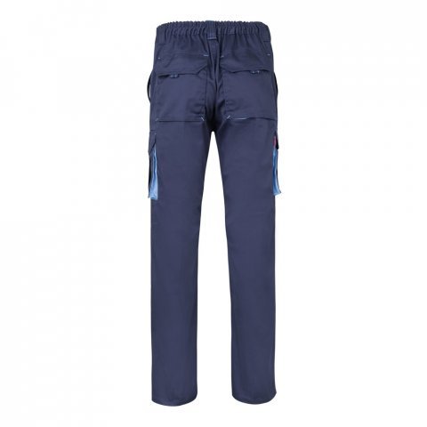 VL HYPNOS. Dvojfarebn&eacute; keprov&eacute; nohavice s viacer&yacute;mi vreckami (200 g/m&sup2;), z bavlny (35 %) a polyesteru (65 %) - Modr&aacute;/Svetlomodr&aacute;