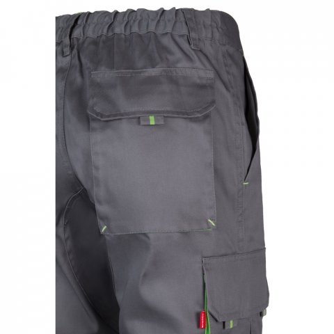 VL HYPNOS. Dvojfarebn&eacute; keprov&eacute; nohavice s viacer&yacute;mi vreckami (200 g/m&sup2;), z bavlny (35 %) a polyesteru (65 %) - Siv&aacute;/Zelen&aacute;