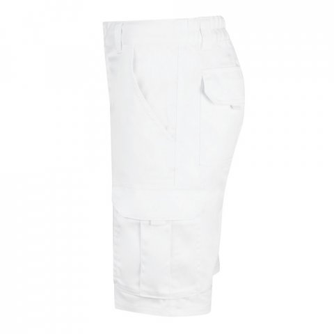 VL HEBE. Strečov&eacute; bermudy s viacer&yacute;mi vreckami (240 g/m&sup2;), z bavlny (46 %), EME (38 %) a polyesteru (16 %) - Biela
