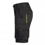 VL HEMERA. Dvojfarebn&eacute; elastick&eacute; bermudy s viacer&yacute;mi vreckami (240 g/m&sup2;), z bavlny (46 %), EME (38 %) a polyesteru (16 %) - Čierna/Žlt&aacute;