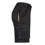 VL HEMERA. Dvojfarebn&eacute; elastick&eacute; bermudy s viacer&yacute;mi vreckami (240 g/m&sup2;), z bavlny (46 %), EME (38 %) a polyesteru (16 %) - Čierna/Žlt&aacute;