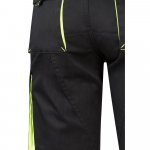 VL HEMERA. Dvojfarebn&eacute; elastick&eacute; bermudy s viacer&yacute;mi vreckami (240 g/m&sup2;), z bavlny (46 %), EME (38 %) a polyesteru (16 %) - Čierna/Žlt&aacute;