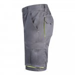 VL HEMERA. Dvojfarebn&eacute; elastick&eacute; bermudy s viacer&yacute;mi vreckami (240 g/m&sup2;), z bavlny (46 %), EME (38 %) a polyesteru (16 %) - Siv&aacute;/Žlt&aacute;