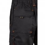 VL HEMERA. Dvojfarebn&eacute; elastick&eacute; bermudy s viacer&yacute;mi vreckami (240 g/m&sup2;), z bavlny (46 %), EME (38 %) a polyesteru (16 %) - Čierna/Oranžov&aacute;