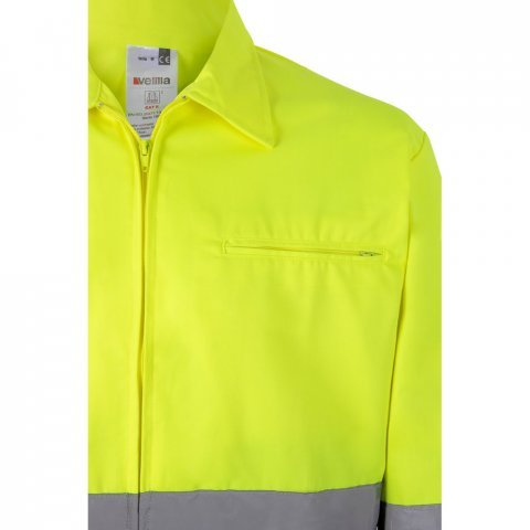 VL NEPTUNE LARGE. Casaco bicolor de sarja (210g/m&sup2;) em poli&eacute;ster (80%) e algod&atilde;o (20%) - Cinzento/Amarelo