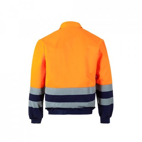 VL NEPTUNE LARGE. Casaco bicolor de sarja (210g/m&sup2;) em poli&eacute;ster (80%) e algod&atilde;o (20%) - Azul marinho/Laranja