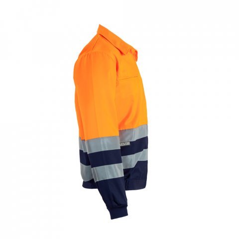 VL NEPTUNE LARGE. Casaco bicolor de sarja (210g/m&sup2;) em poli&eacute;ster (80%) e algod&atilde;o (20%) - Azul marinho/Laranja