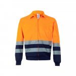 VL NEPTUNE LARGE. Casaco bicolor de sarja (210g/m&sup2;) em poli&eacute;ster (80%) e algod&atilde;o (20%) - Azul marinho/Laranja