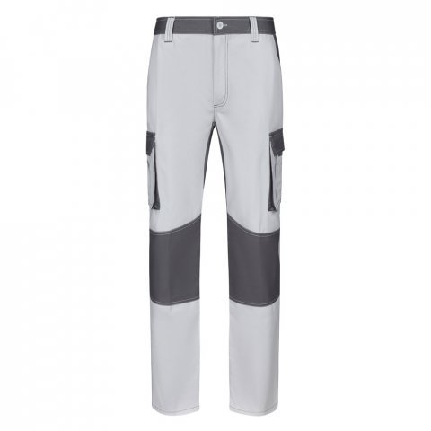 VL NJORD. Dvojfarebn&eacute; keprov&eacute; nohavice s viacer&yacute;mi vreckami (240 g/m&sup2;), z bavlny (35 %) a polyesteru (65 %) - Biela