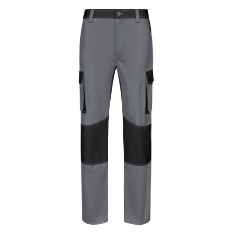 VL NJORD. Dvojfarebn&eacute; keprov&eacute; nohavice s viacer&yacute;mi vreckami (240 g/m&sup2;), z bavlny (35 %) a polyesteru (65 %) - Siv&aacute;