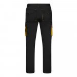 VL FIDES. Dvojfarebn&eacute; elastick&eacute; nohavice s viacer&yacute;mi vreckami (240 g/m&sup2;) z bavlny (46 %), EME (38 %) a polyesteru (16 %) - Čierna/Žlt&aacute;