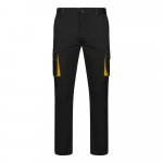 VL FIDES. Dvojfarebn&eacute; elastick&eacute; nohavice s viacer&yacute;mi vreckami (240 g/m&sup2;) z bavlny (46 %), EME (38 %) a polyesteru (16 %) - Čierna/Žlt&aacute;