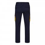VL FIDES. Dvojfarebn&eacute; elastick&eacute; nohavice s viacer&yacute;mi vreckami (240 g/m&sup2;) z bavlny (46 %), EME (38 %) a polyesteru (16 %) - Modr&aacute;/Žlt&aacute;