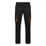 VL FIDES. Dvojfarebn&eacute; elastick&eacute; nohavice s viacer&yacute;mi vreckami (240 g/m&sup2;) z bavlny (46 %), EME (38 %) a polyesteru (16 %) - Čierna/Oranžov&aacute;