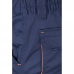 VL FIDES. Dvojfarebn&eacute; elastick&eacute; nohavice s viacer&yacute;mi vreckami (240 g/m&sup2;) z bavlny (46 %), EME (38 %) a polyesteru (16 %) - Modr&aacute;/Oranžov&aacute;